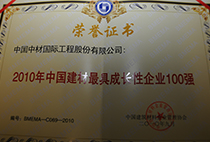 2010年中國(guó)建材最具成長(zhǎng)性